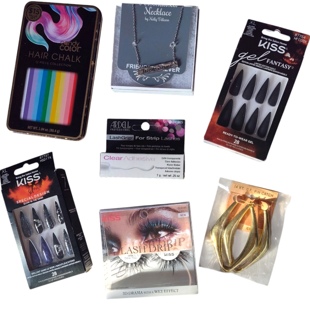 Fun Bundle of Random Items- nails, lashes, hair chalk